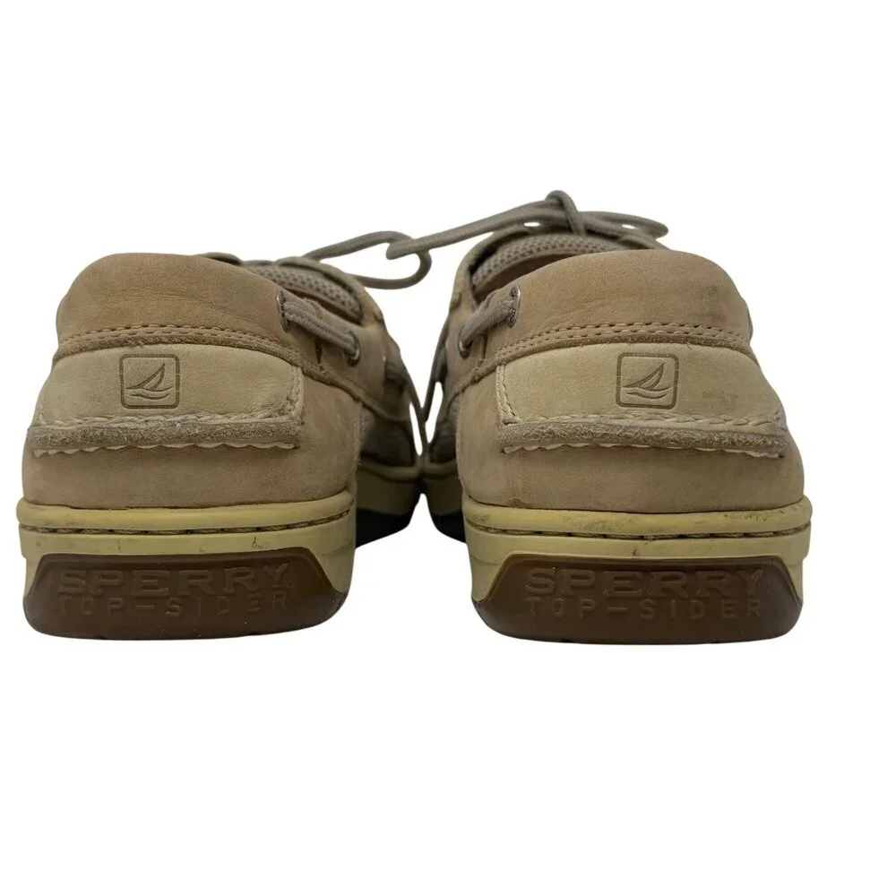Sperry Topsider Men's Tan Leather and Nylon Billfish 3-Eye Boat Shoes Size 11‎
